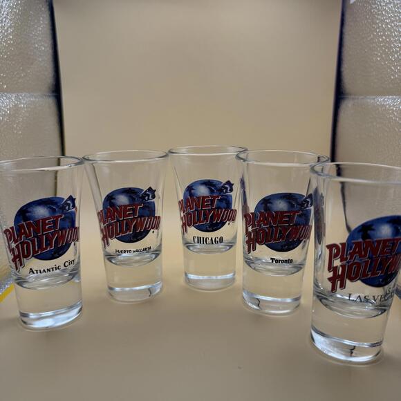 Planet Hollywood Other - Planet Hollywood Shot Glass, 5 Set, Vegas, Toronto, Chicago, PV, Atlantic City